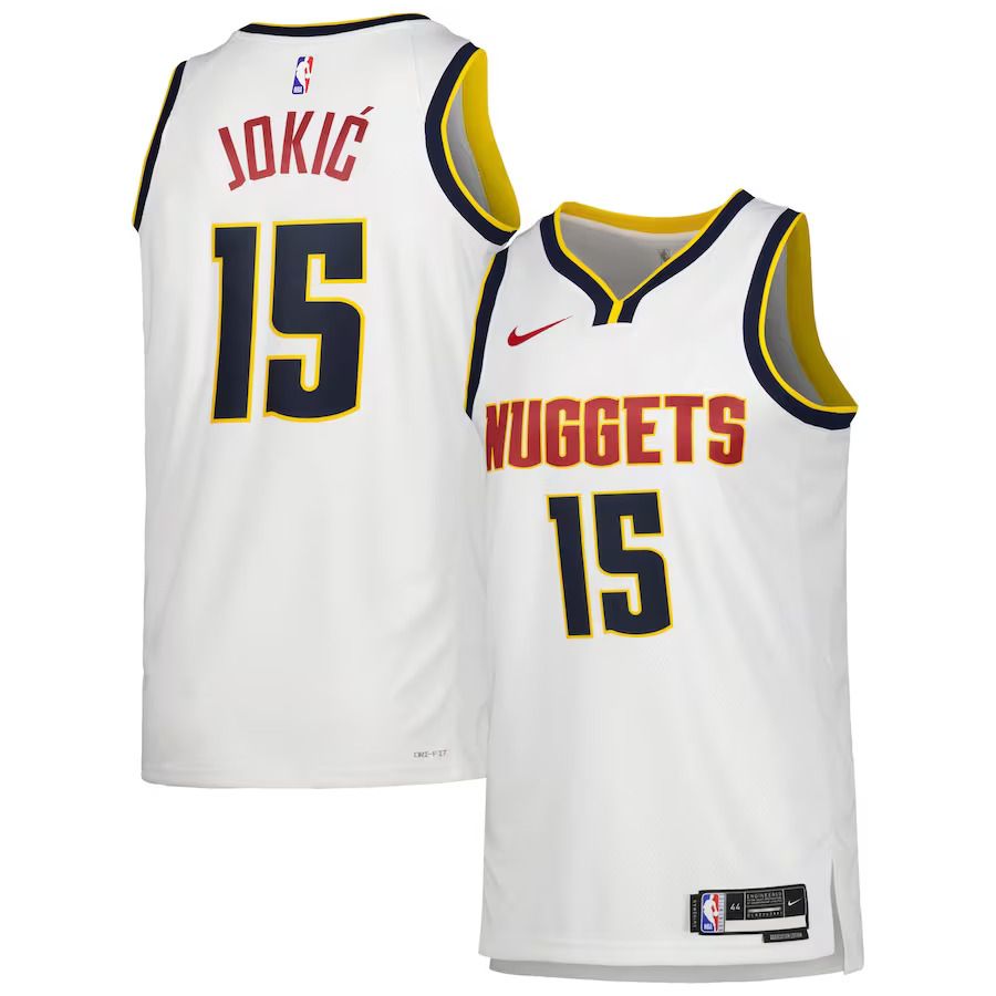 Men Denver Nuggets 15 Nikola Jokic Nike White 2022-23 Swingman NBA Jersey